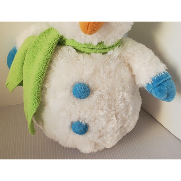 Aurora Bundled Up Snowman Blue Green Plush 10" Stuffed Animal Toy Scarf Earmuffs - Picture 4 of 8